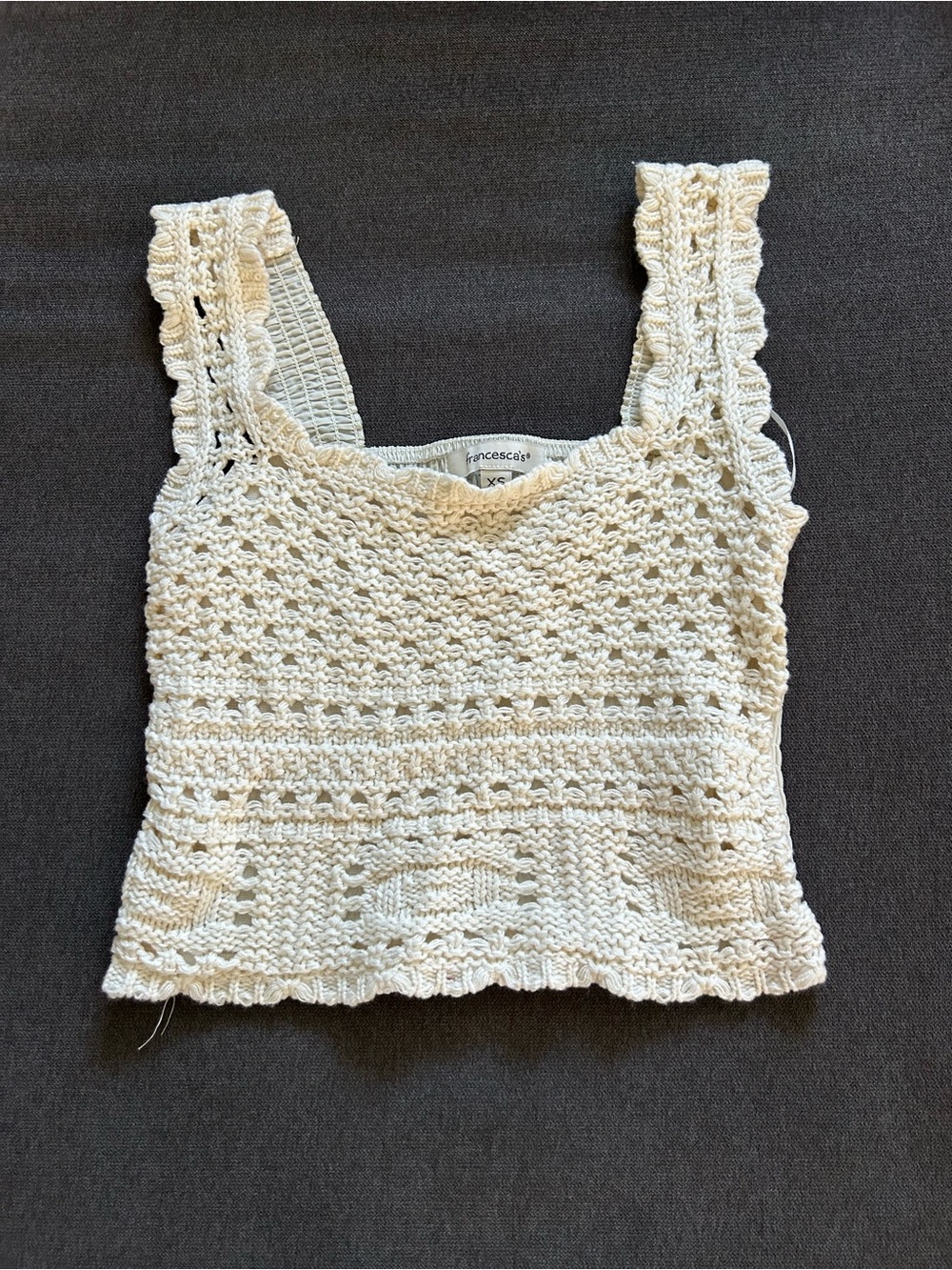 Francesca's Collections Ivory Crochet Tank Top Knit Crop